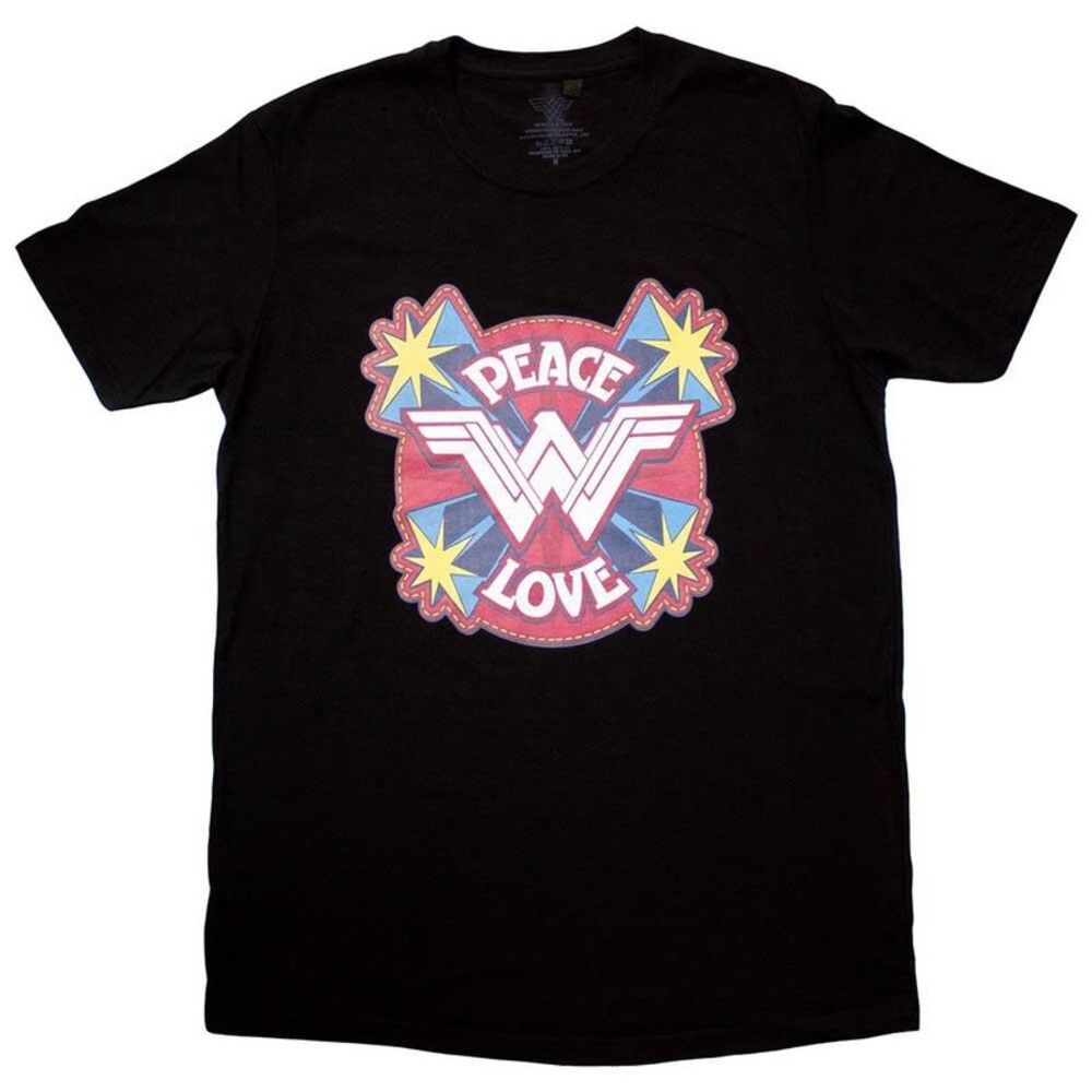 Wonder Woman Unisex Adult Peace And Love T-Shirt / Black